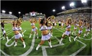 Cheerleaders during an NCAA football game
